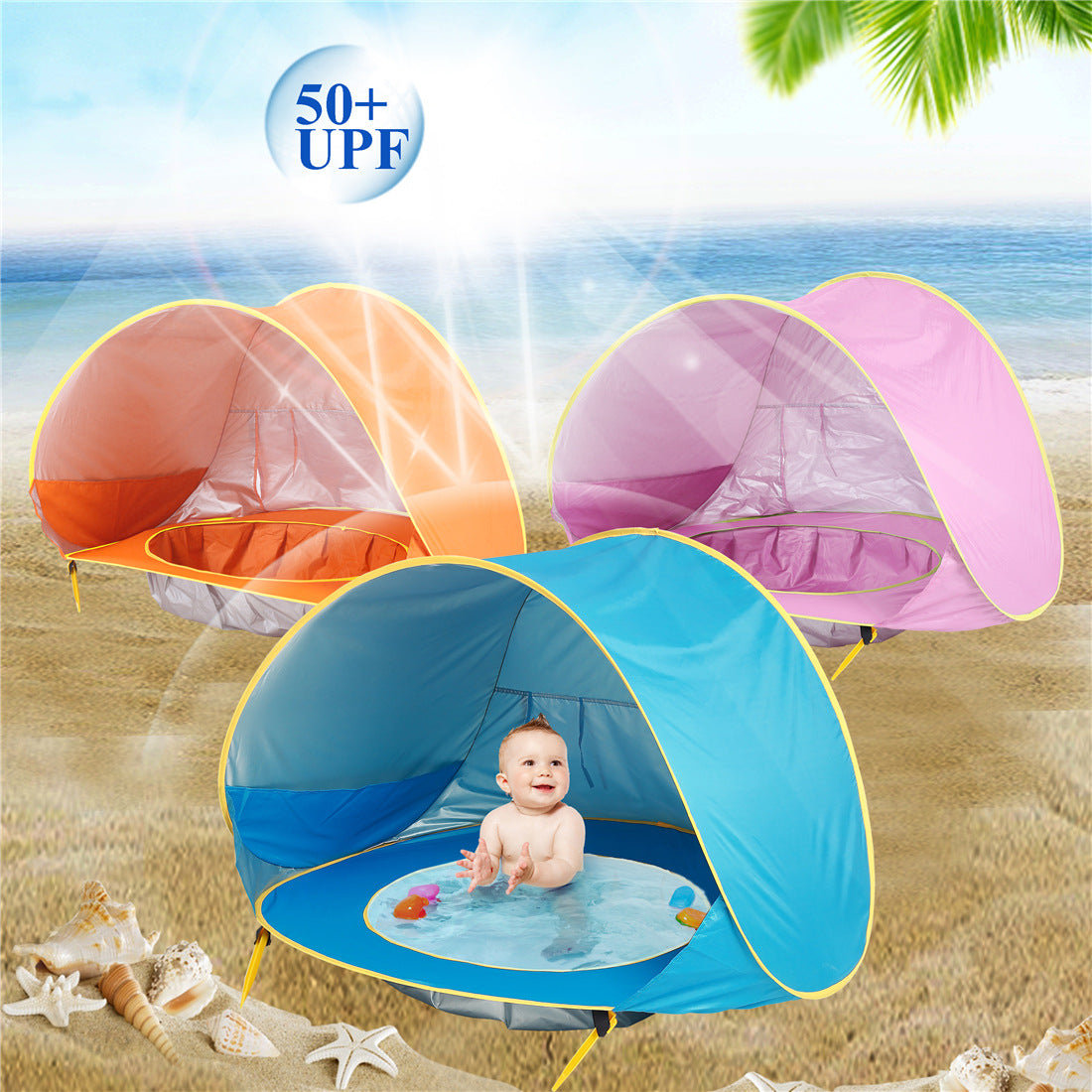 Baby Beach Tent Kids Outdoor Camping Easy Fold Up Waterproof Pop Up Sun Awning Tent UV-protecting