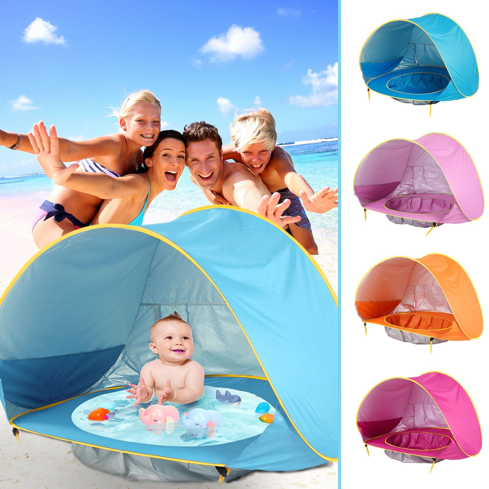 Baby Beach Tent Kids Outdoor Camping Easy Fold Up Waterproof Pop Up Sun Awning Tent UV-protecting